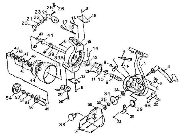 Page A Diagram and Parts List for 2560S  Shakespeare Spinning Reels