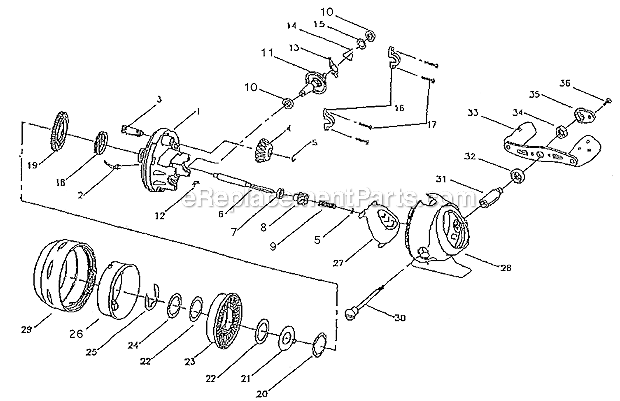 Page A Diagram and Parts List for STEEL10  Shakespeare Spincast Reels