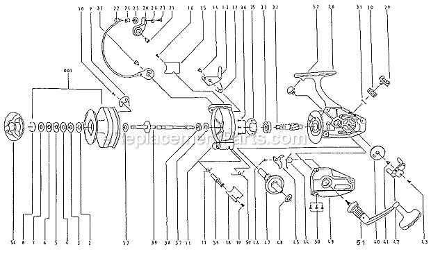 Page A Diagram and Parts List for 2360  Shakespeare Baitcast Reels