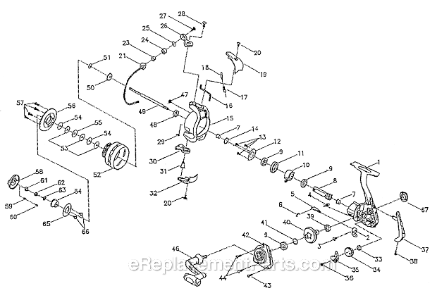 Page A Diagram and Parts List for 6630  Shakespeare Baitcast Reels