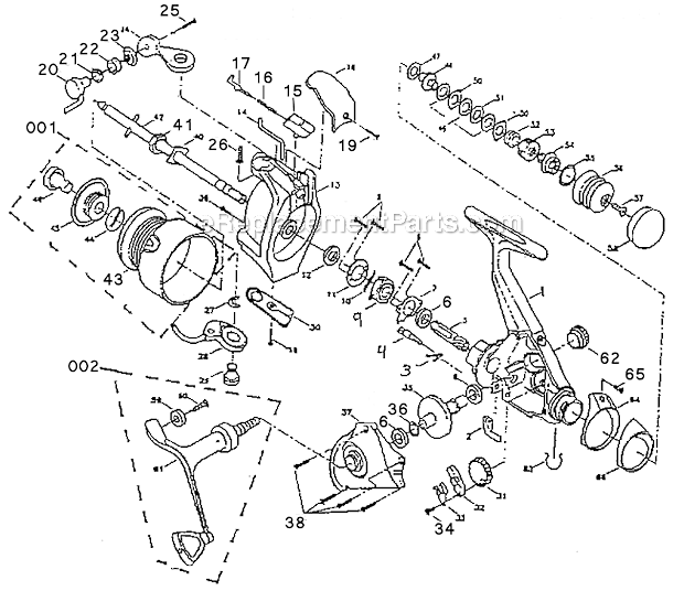 Page A Diagram and Parts List for 4540R  Shakespeare Baitcast Reels
