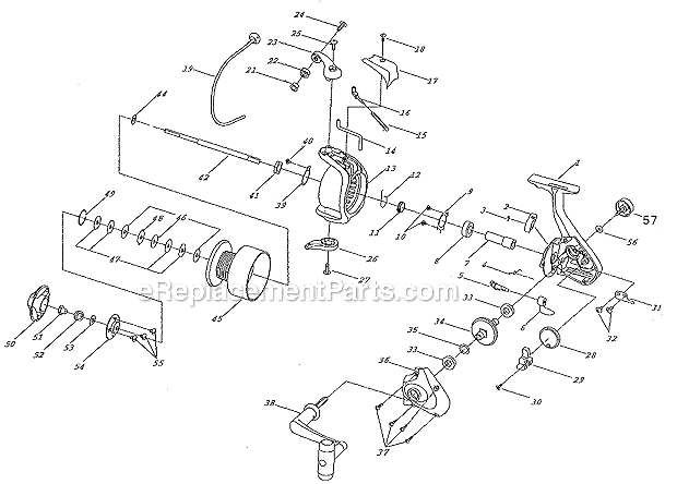 Page A Diagram and Parts List for 70C  Shakespeare Spinning Reels