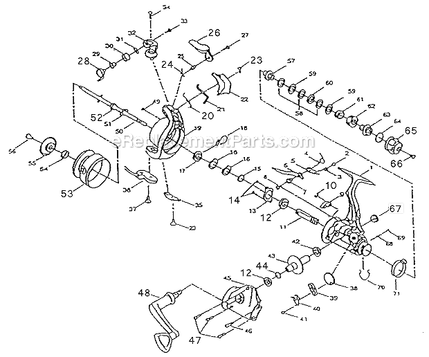 Page A Diagram and Parts List for 2930RCB  Shakespeare Spincast Reels