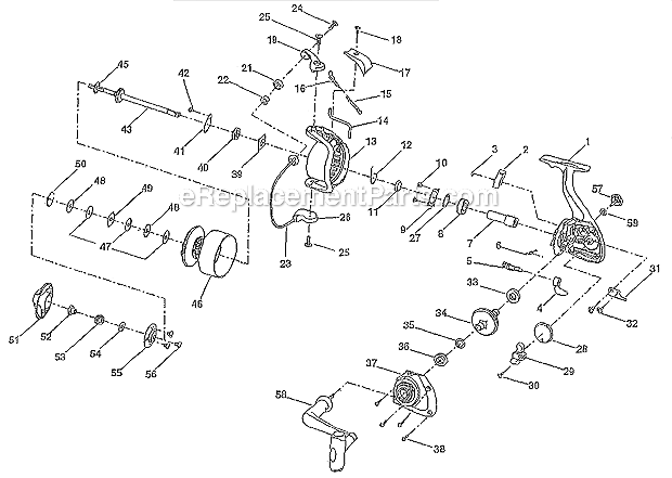 Page A Diagram and Parts List for P470A  Shakespeare Spinning Reels