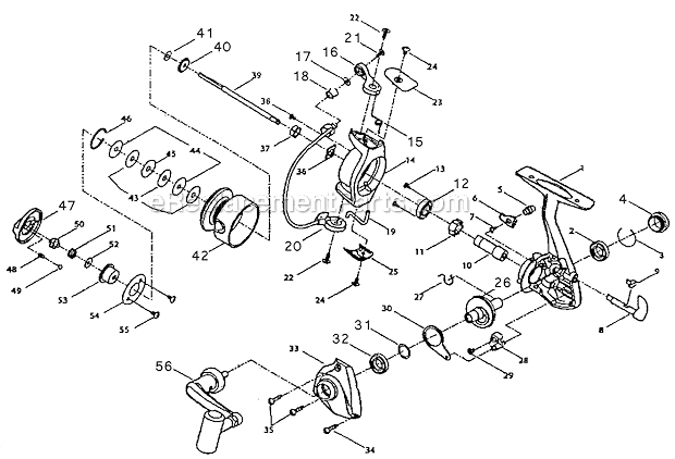 Page A Diagram and Parts List for TEM20  Shakespeare Spinning Reels