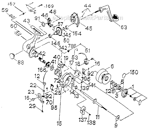 Page A Diagram and Parts List for 880  Shakespeare Baitcast Reels