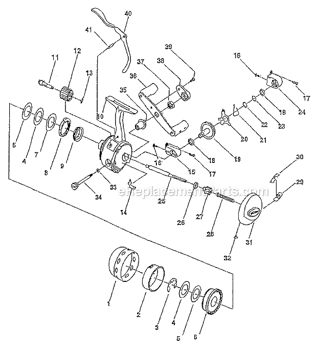 Page A Diagram and Parts List for SYNERGYMS  Shakespeare Spinning Reels