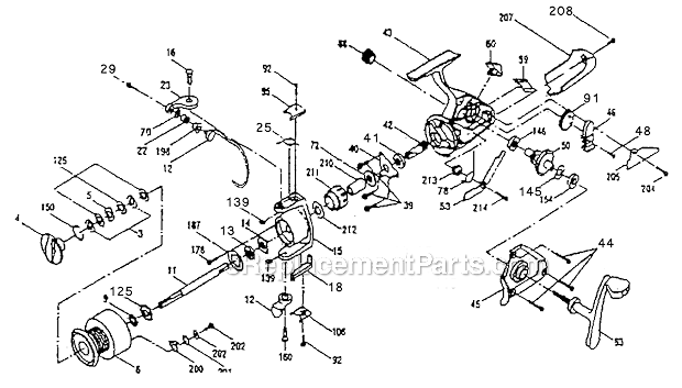 Page A Diagram and Parts List for 4225  Shakespeare Fly Reels