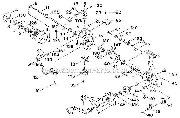 Page A Diagram and Parts List for 3130  Shakespeare Spinning Reels