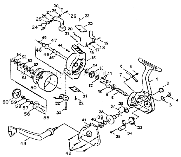 Page A Diagram and Parts List for 2525S  Shakespeare Spinning Reels