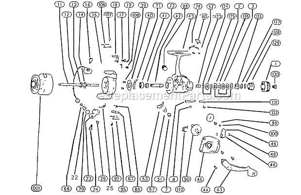 Page A Diagram and Parts List for 2300-030  Shakespeare Baitcast Reels