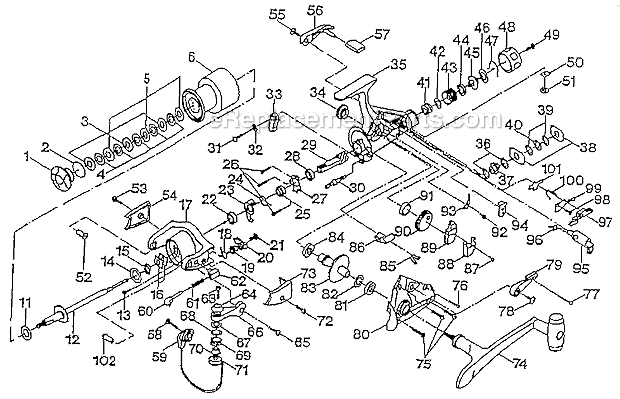 Page A Diagram and Parts List for TWS60BR  Shakespeare Spinning Reels