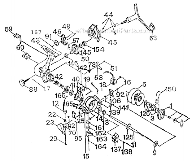 Page A Diagram and Parts List for 35ATM  Shakespeare Spinning Reels