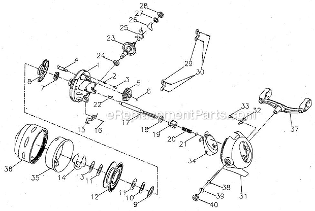 Page A Diagram and Parts List for SYNTI10  Shakespeare Spincast Reels