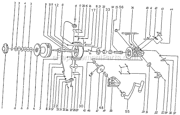 Page A Diagram and Parts List for 2200GX-070  Shakespeare Baitcast Reels