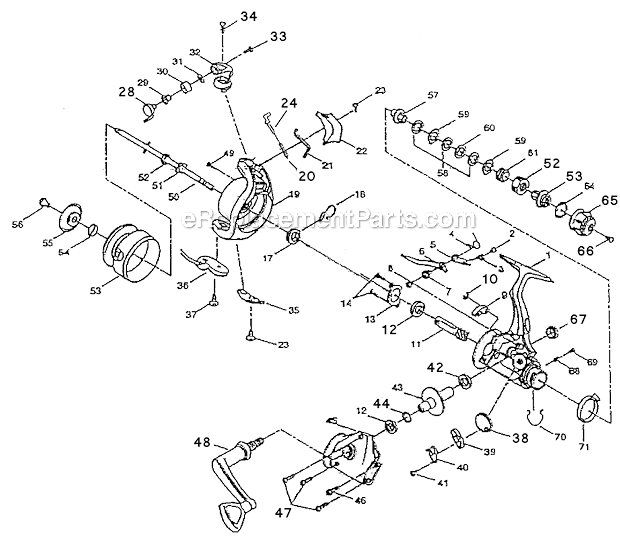 Page A Diagram and Parts List for AN2930R  Shakespeare Spinning Reels