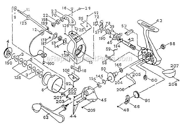 Page A Diagram and Parts List for 3850K  Shakespeare Spinning Reels