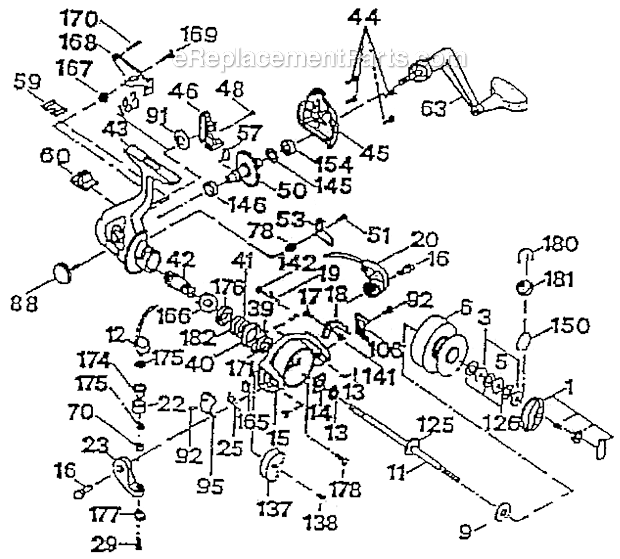 Page A Diagram and Parts List for TW600  Shakespeare Spinning Reels