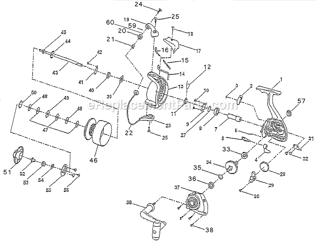 Page A Diagram and Parts List for P5000SS  Shakespeare Spinning Reels