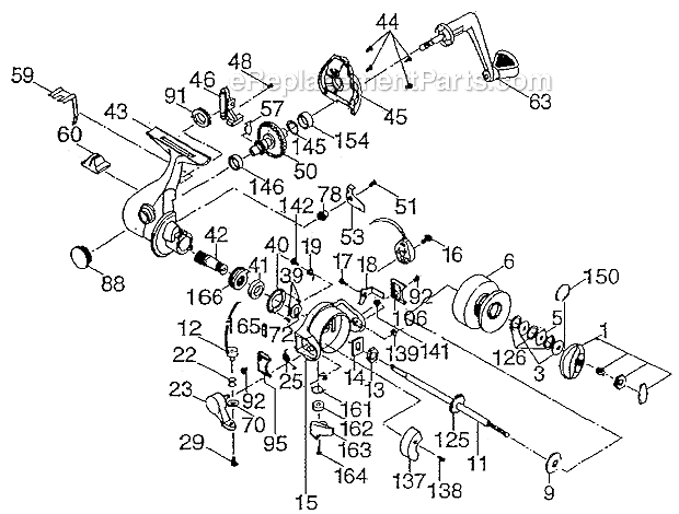 Page A Diagram and Parts List for 2630  Shakespeare Spinning Reels