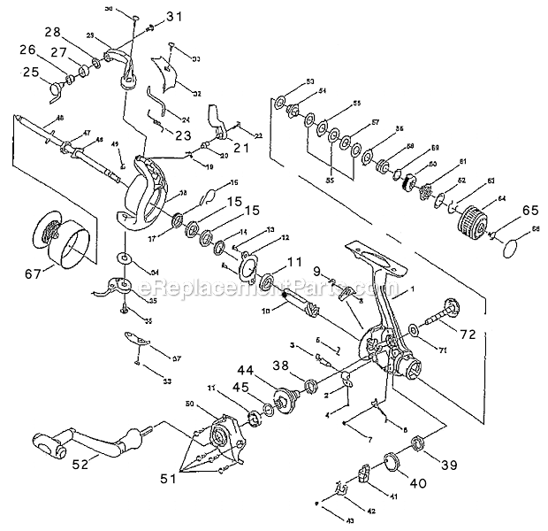 Page A Diagram and Parts List for 5430RCB  Shakespeare Spincast Reels