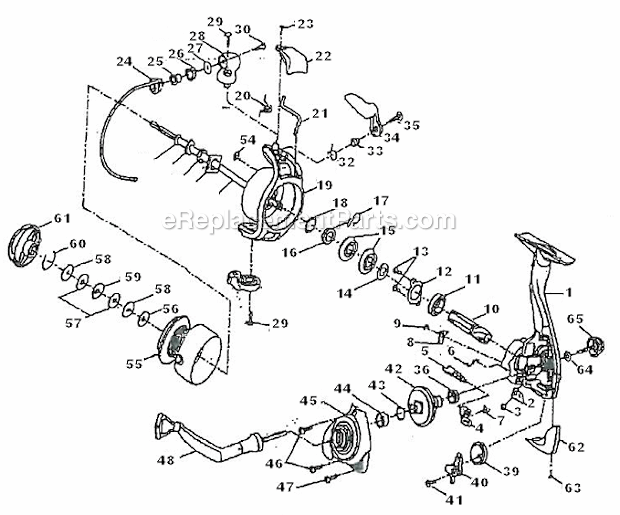 Page A Diagram and Parts List for USP4135  Shakespeare Spinning Reels