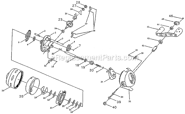Page A Diagram and Parts List for 2001S10  Shakespeare Spincast Reels
