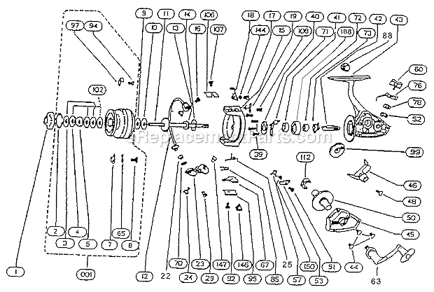 Page A Diagram and Parts List for 2201-080  Shakespeare Spinning Reels