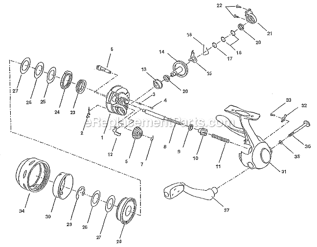 Page A Diagram and Parts List for MSPINU4  Shakespeare Spincast Reels