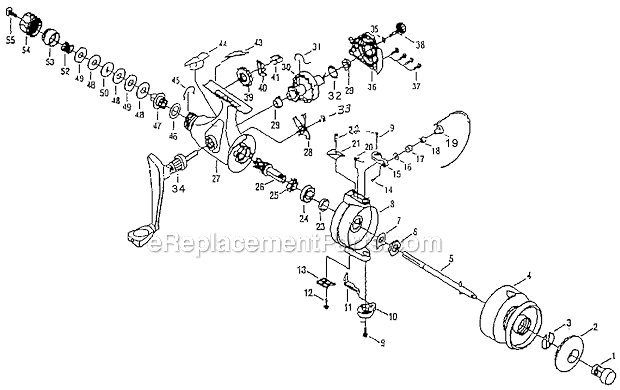 Page A Diagram and Parts List for 2235R  Shakespeare Spinning Reels