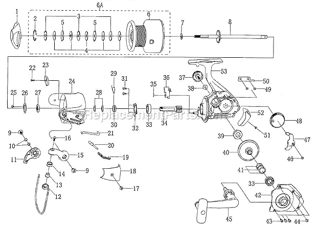 Page A Diagram and Parts List for ENC270  Shakespeare Spinning Reels