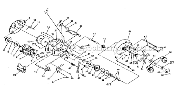 Page A Diagram and Parts List for 312  Shakespeare Baitcast Reels