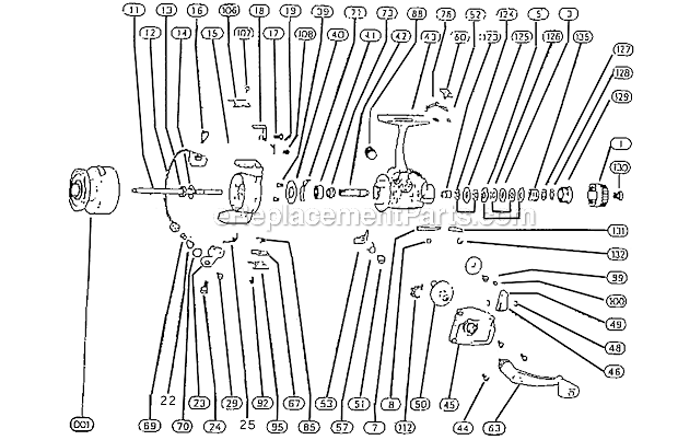 Page A Diagram and Parts List for 2300-035  Shakespeare Baitcast Reels