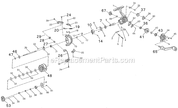 Page A Diagram and Parts List for INT420F  Shakespeare Spinning Reels