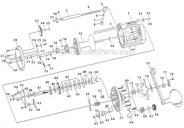 Page A Diagram and Parts List for AR20GR  Shakespeare Spinning Reels