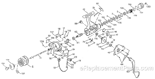 Page A Diagram and Parts List for 2725G  Shakespeare Spinning Reels