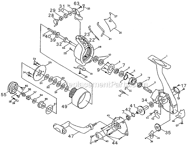 Page A Diagram and Parts List for 4325  Shakespeare Spinning Reels