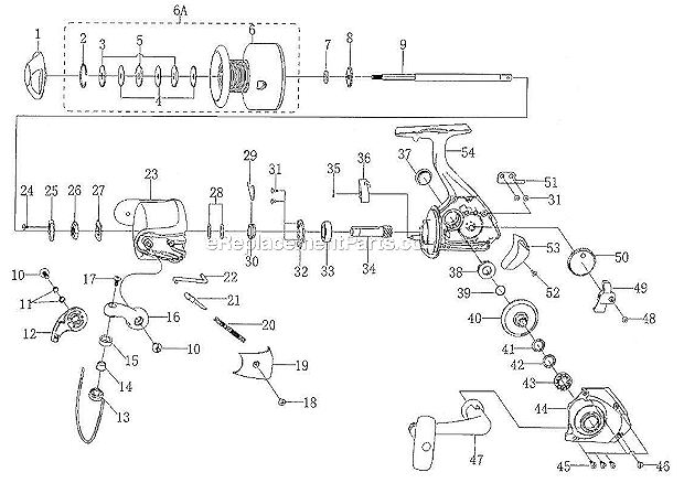 Page A Diagram and Parts List for ENC260  Shakespeare Spinning Reels