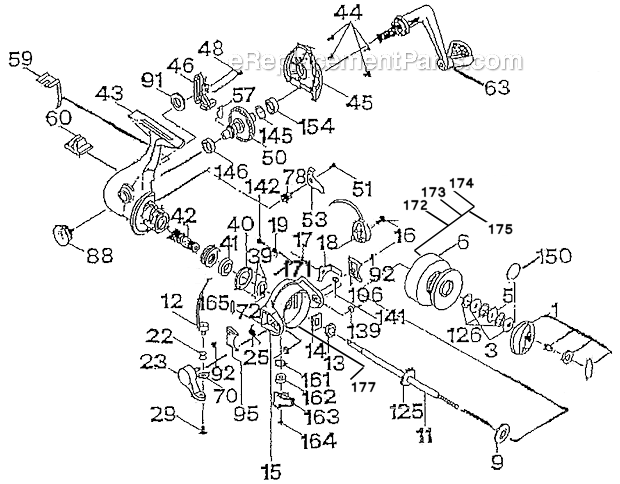 Page A Diagram and Parts List for 2930ALS  Shakespeare Spinning Reels