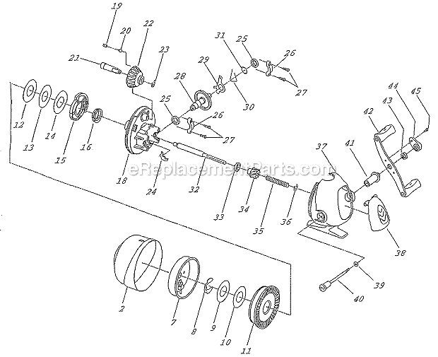 Page A Diagram and Parts List for 14  Shakespeare Spinning Reels