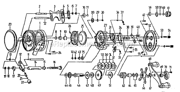 Page A Diagram and Parts List for BC5400  Shakespeare Baitcast Reels