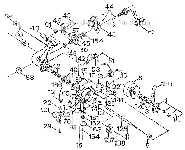Page A Diagram and Parts List for 560  Shakespeare Spinning Reels