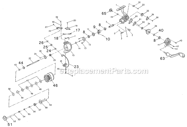 Page A Diagram and Parts List for INT425F  Shakespeare Spinning Reels