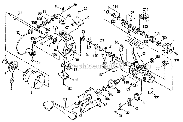 Page A Diagram and Parts List for 3930  Shakespeare Spinning Reels
