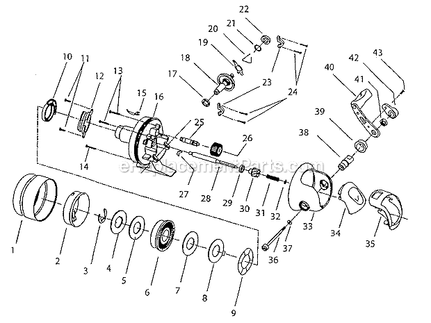 Page A Diagram and Parts List for UGLYCAST  Shakespeare Spincast Reels