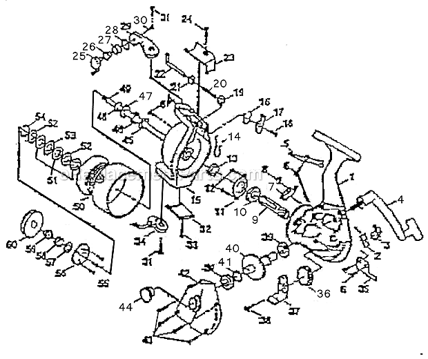 Page A Diagram and Parts List for 5155  Shakespeare Spinning Reels