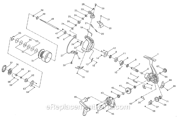 Page A Diagram and Parts List for 5635  Shakespeare Spinning Reels