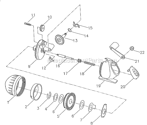 Page A Diagram and Parts List for 8  Shakespeare Spincast Reels
