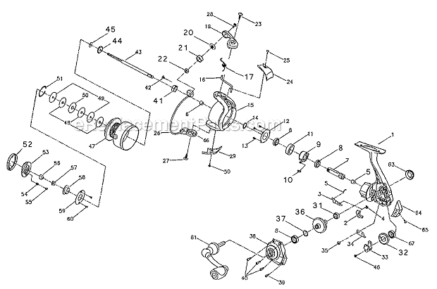 Page A Diagram and Parts List for FUEL30  Shakespeare Baitcast Reels