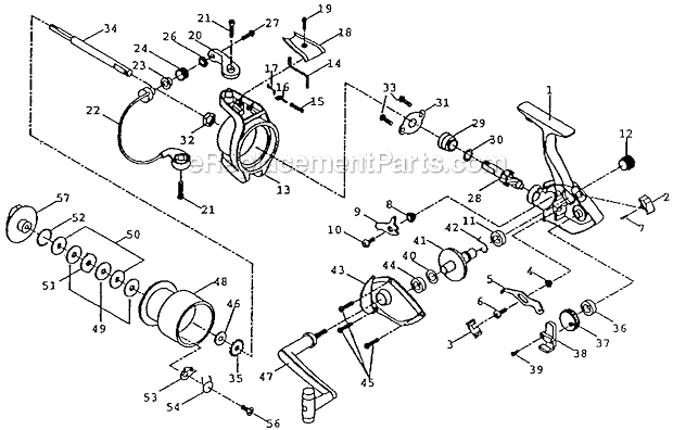Page A Diagram and Parts List for 2460  Shakespeare Baitcast Reels